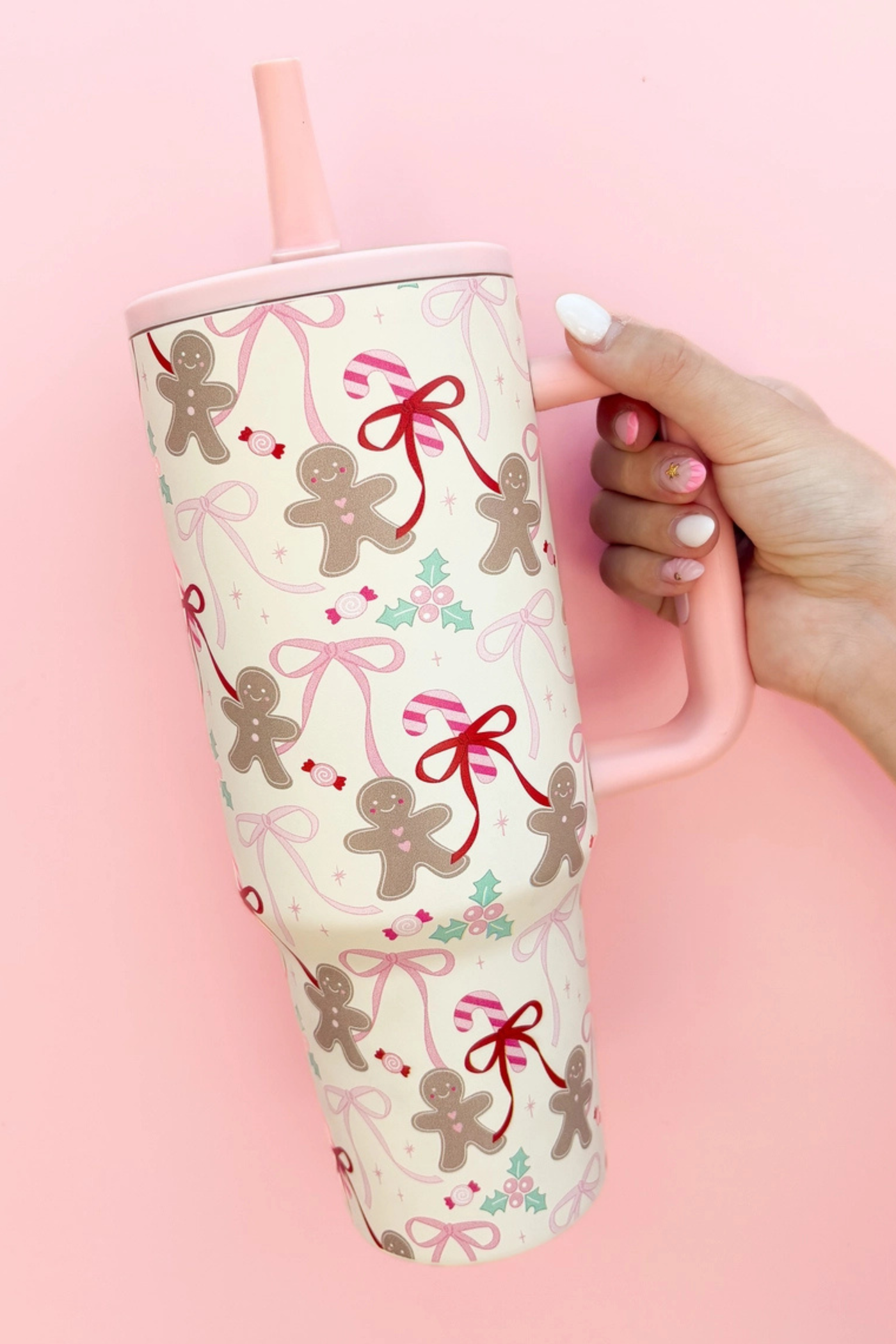 Gingerbread 40oz Tumbler with Spill Proof Lid + Flip Straw