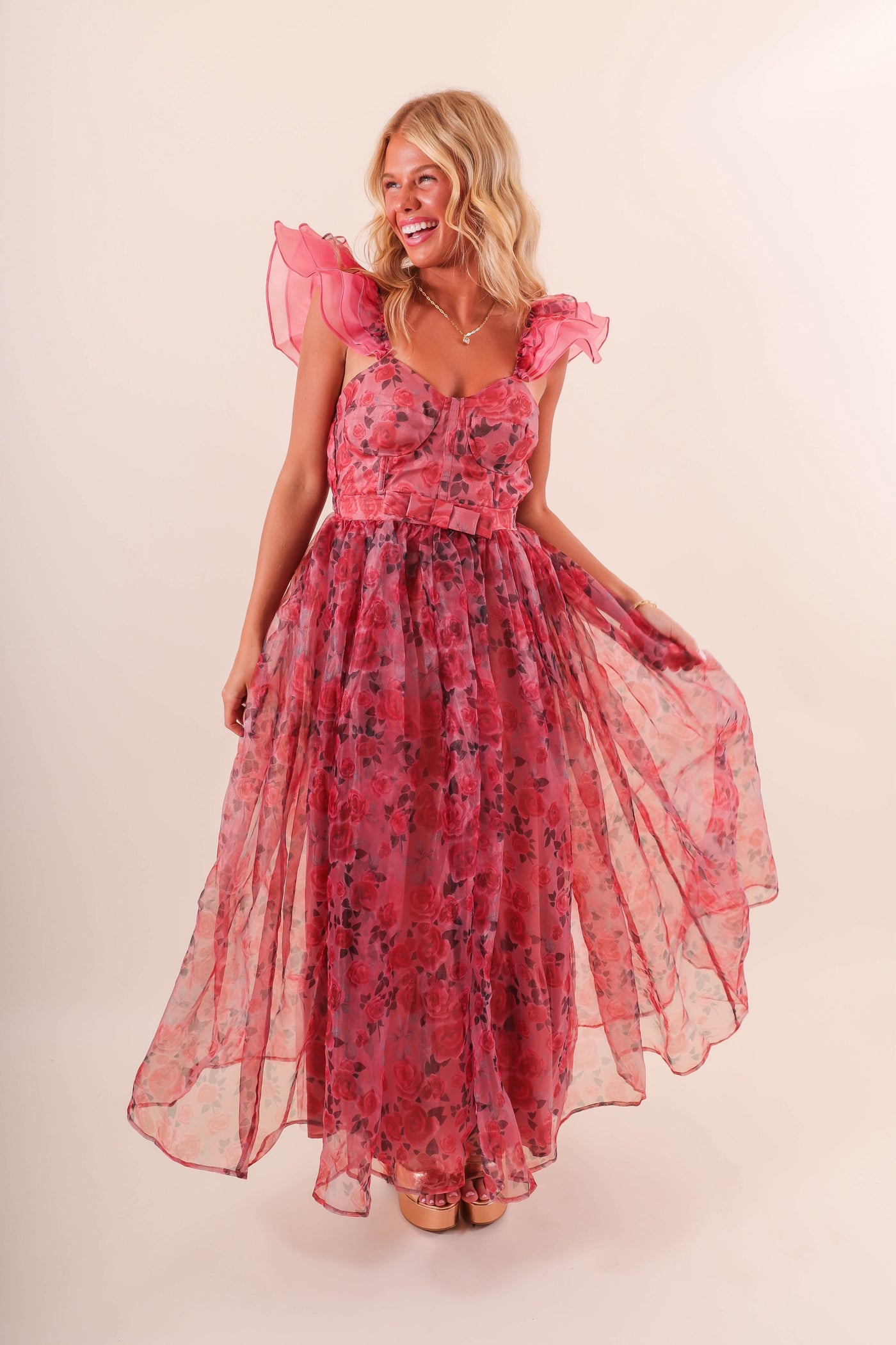 Tulle Floral Maxi Dress- Women's Formal Maxi Dress- Mable Rose Maxi 