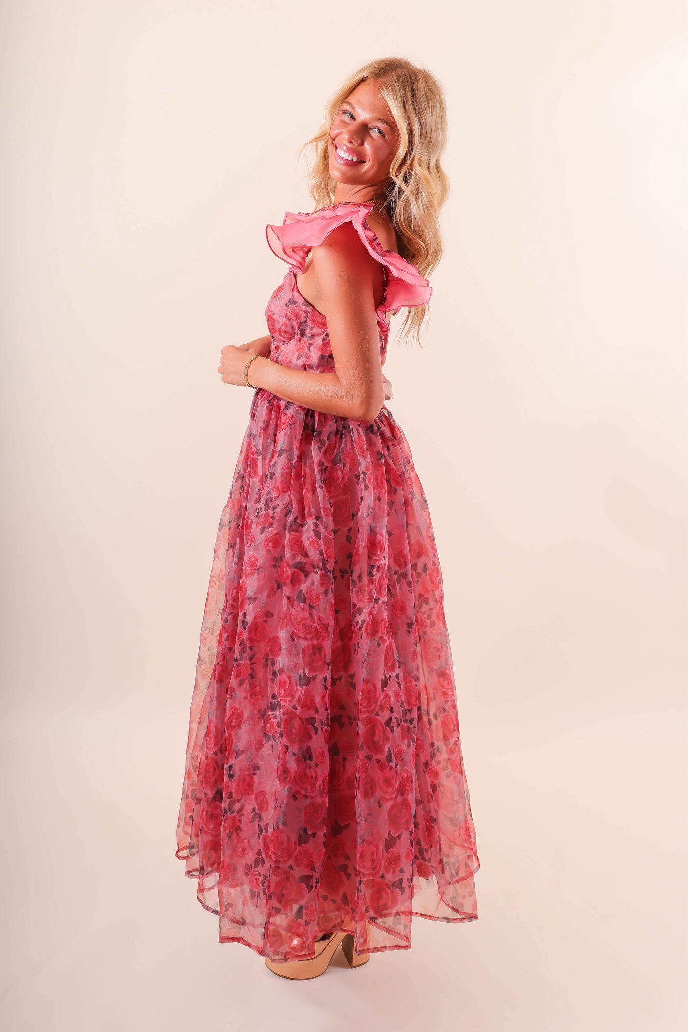 Tulle Floral Maxi Dress- Women's Formal Maxi Dress- Mable Rose Maxi 