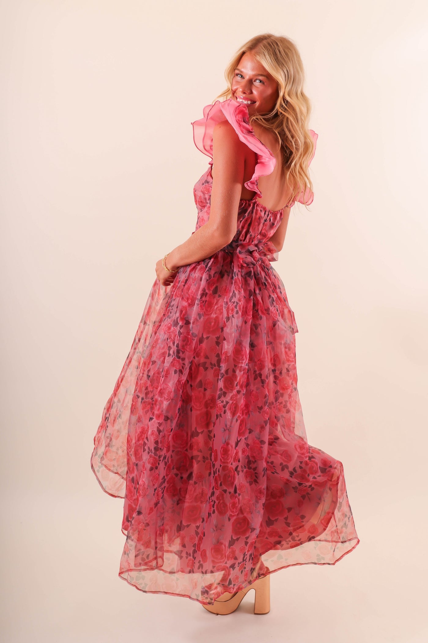 Tulle Floral Maxi Dress- Women's Formal Maxi Dress- Mable Rose Maxi 