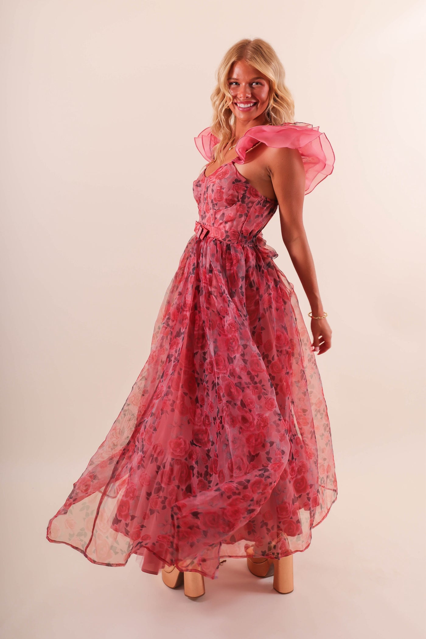 Tulle Floral Maxi Dress- Women's Formal Maxi Dress- Mable Rose Maxi 