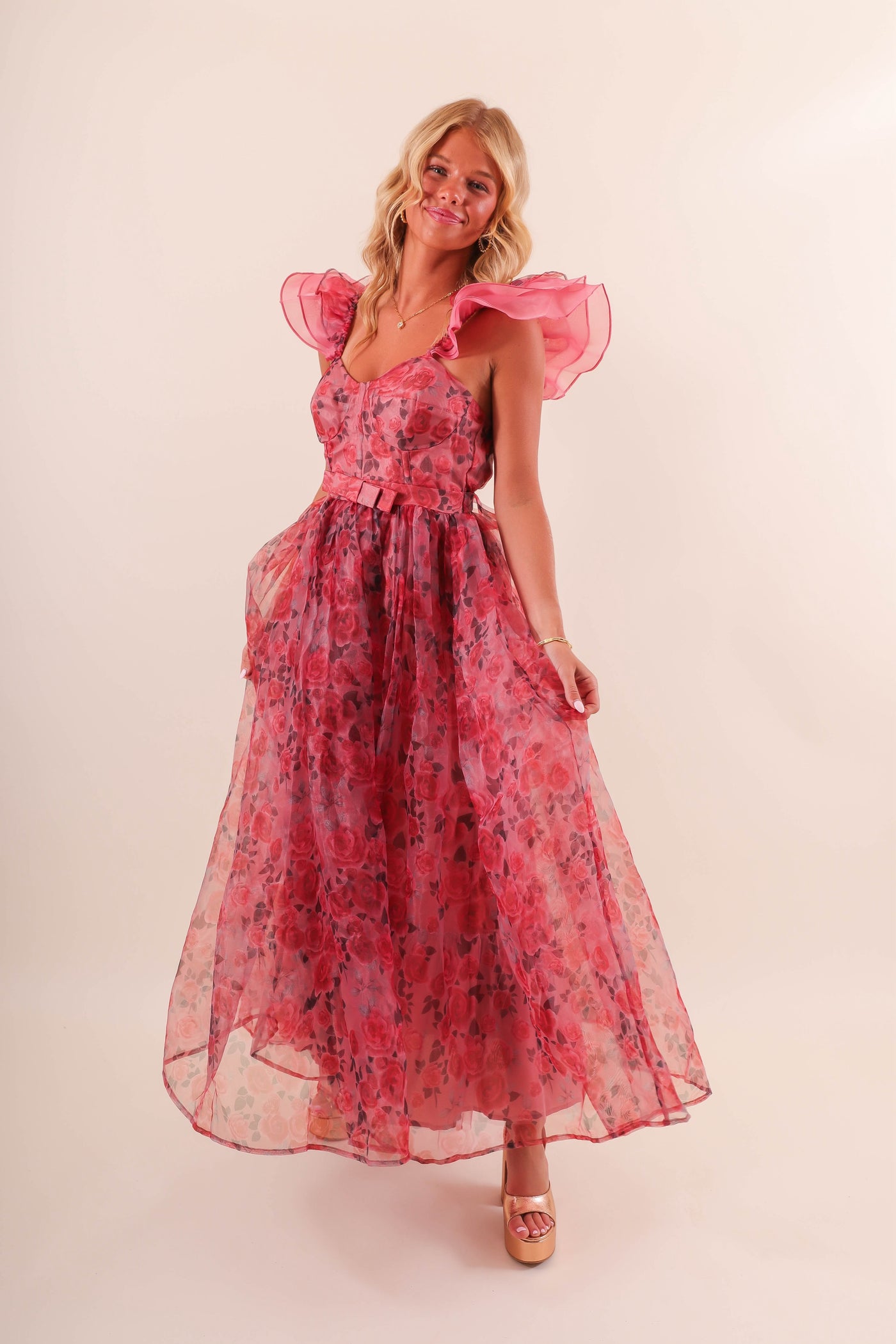 Tulle Floral Maxi Dress- Women's Formal Maxi Dress- Mable Rose Maxi 