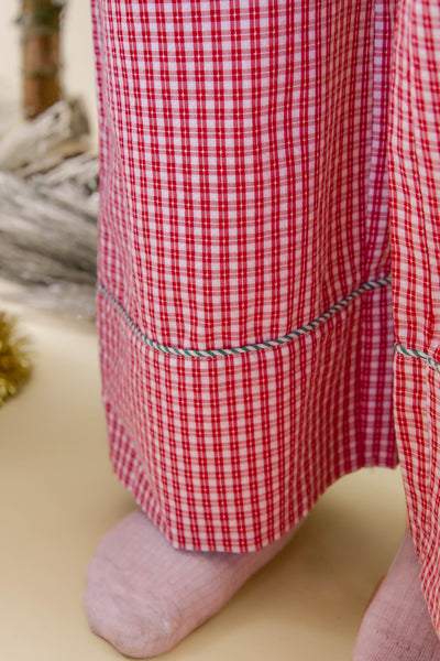 Red Gingham Pajama Pants- Women's Preppy Pajama Pants- Peach Love Cream Pajama Set