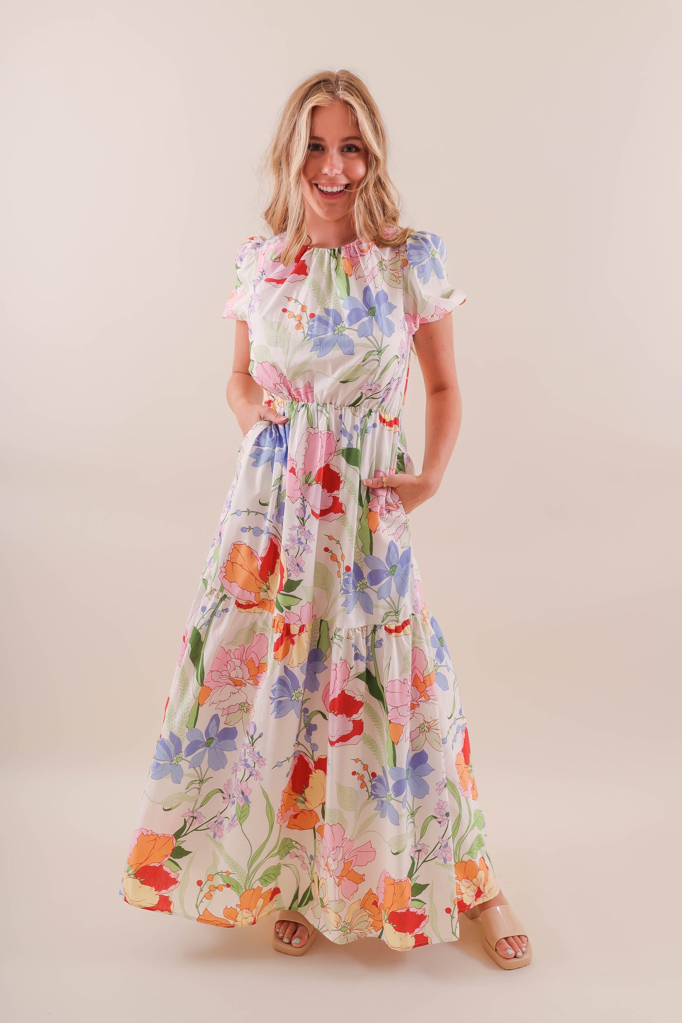 Pastel Floral Maxi Dress- Women's Cotton Maxi Dress- SugarLips Maxi Dresses