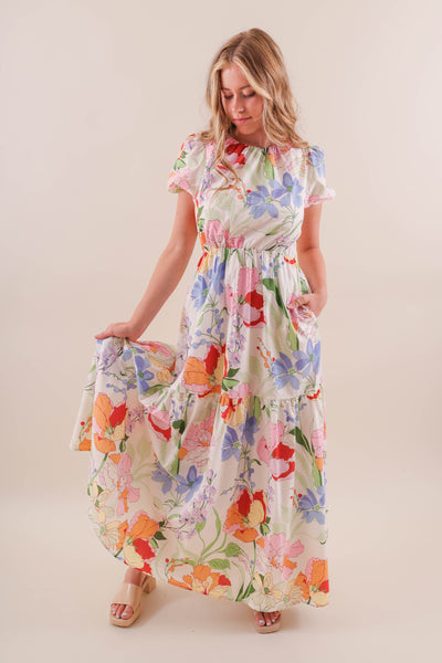 Pastel Floral Maxi Dress- Women's Cotton Maxi Dress- SugarLips Maxi Dresses