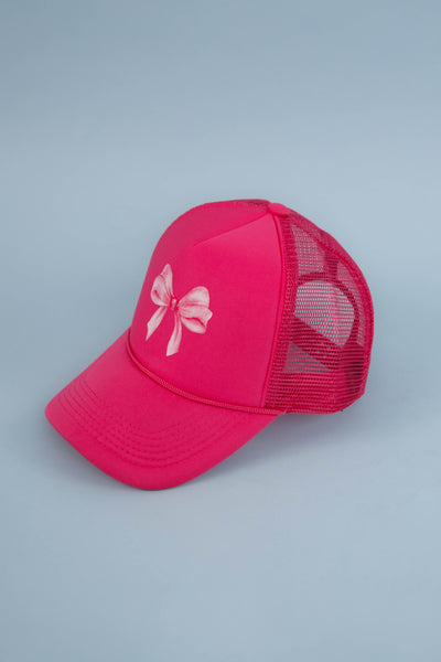 Bow Trucker Hat-Hot Pink