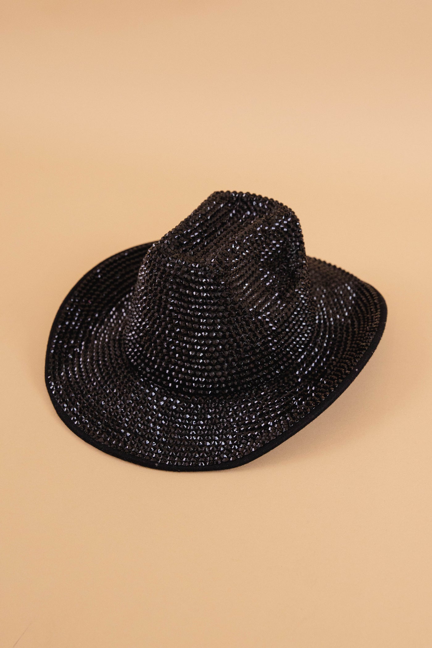 Women's Rhinestone Cowboy Hat- Bling Wide Brim Cowboy Hat- Black Disco Western Hat