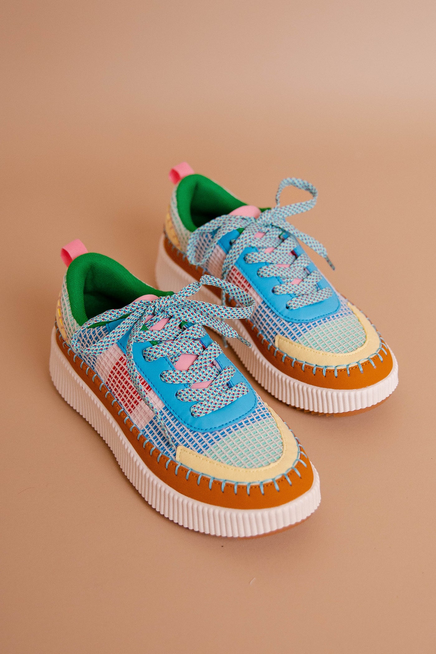 Colorful Knit Sneakers- Rainbow Platform Sneakers- Women's Rainbow Sneakers