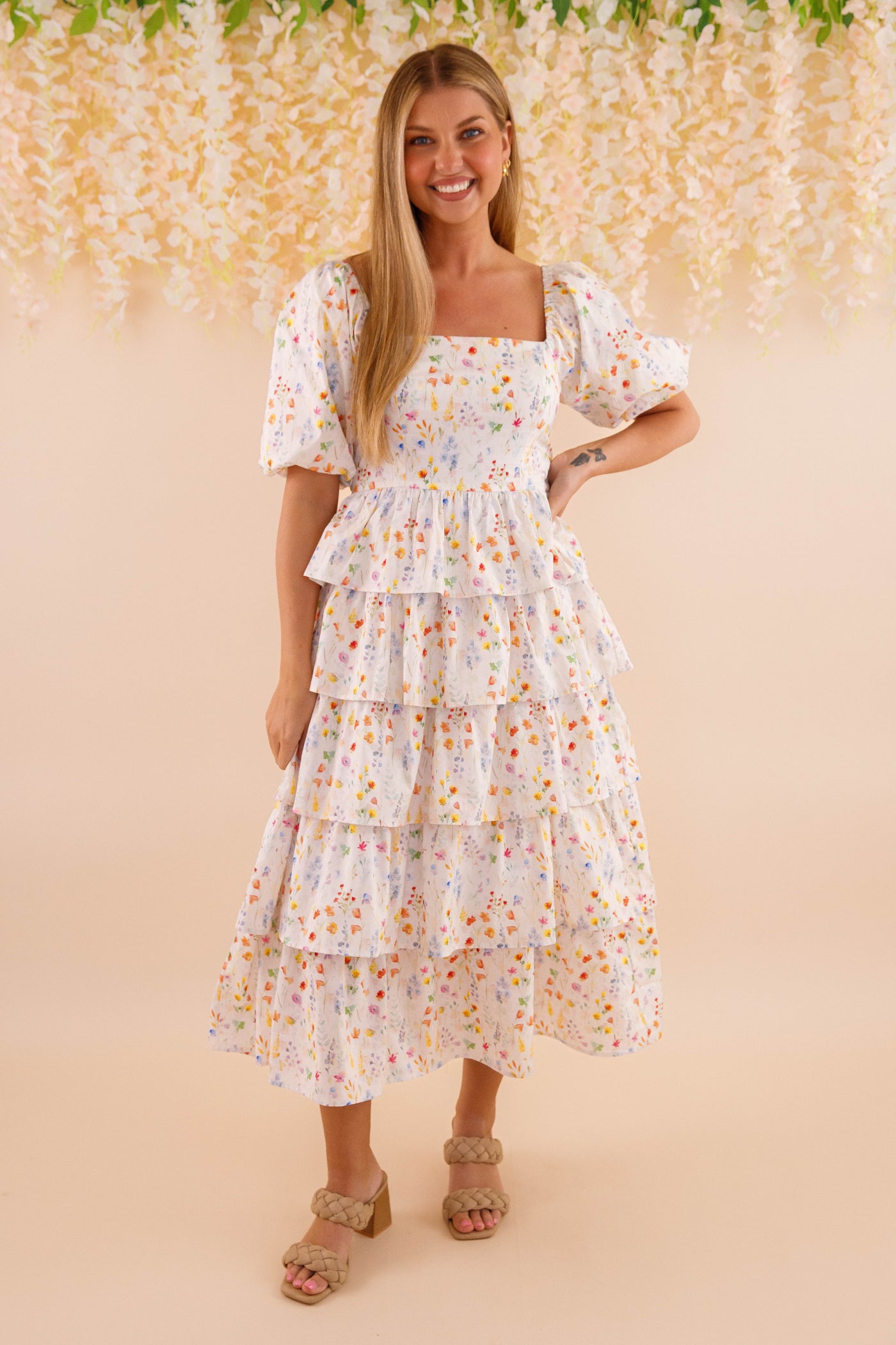 Women's Tiered Maxi Dress- Ditzy Floral Print Maxi- Women's Summer Dresses