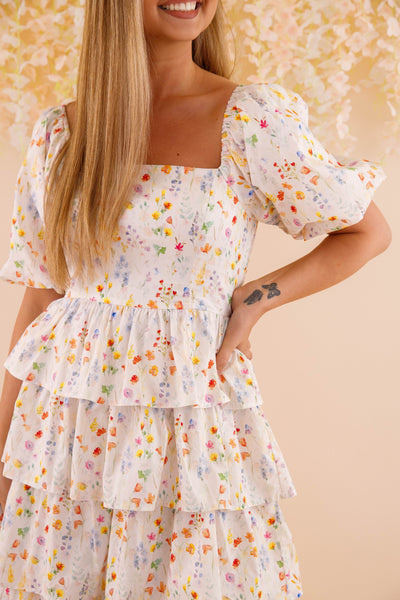 Women's Tiered Maxi Dress- Ditzy Floral Print Maxi- Women's Summer Dresses