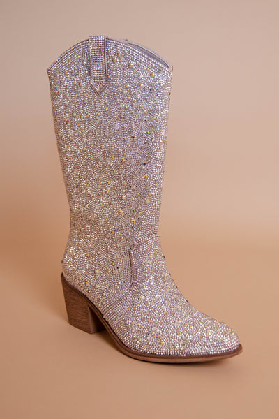 Silver Rhinestone Boots- Women's Tall Rhinestone Boots- Pierre Dumas Rhinestone Boots