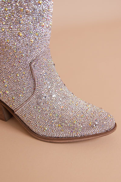 Silver Rhinestone Boots- Women's Tall Rhinestone Boots- Pierre Dumas Rhinestone Boots