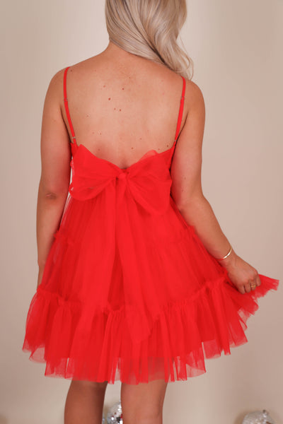 Women's Red Tulle Dress- Women's Red Dress Boutique- Women's Tulle Dresses