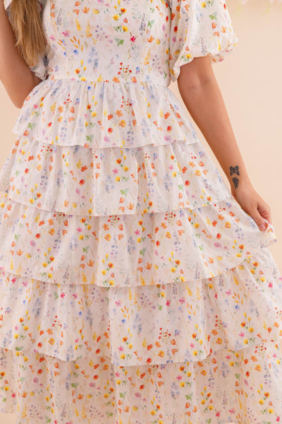 Women's Tiered Maxi Dress- Ditzy Floral Print Maxi- Women's Summer Dresses