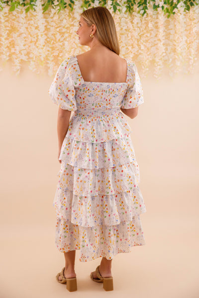 Women's Tiered Maxi Dress- Ditzy Floral Print Maxi- Women's Summer Dresses