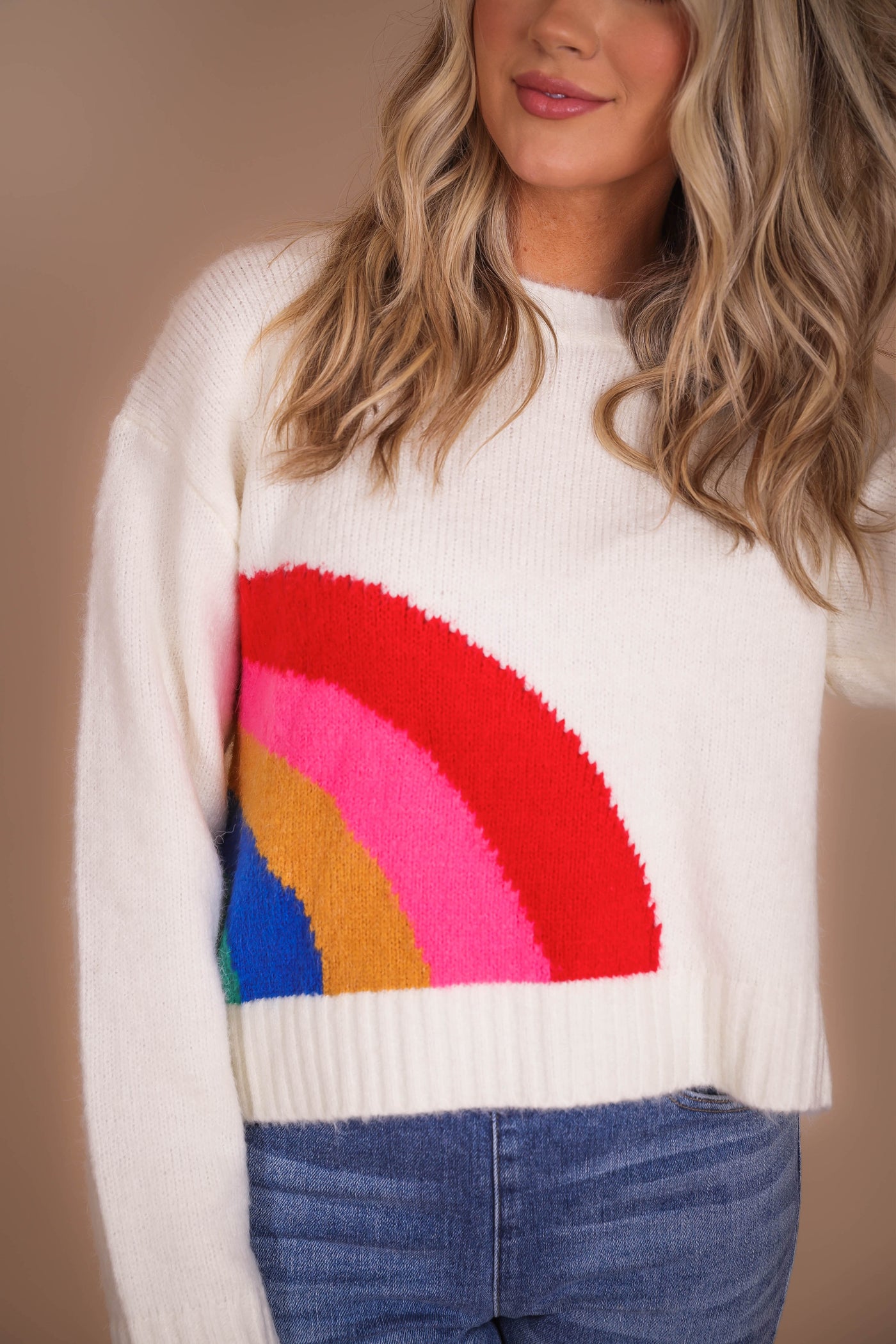 Women's Cute Rainbow Sweater- Women's Colorful Knit Sweater- Dreamers Sweaters