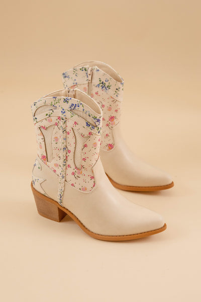 Mabel Western Booties-Ivory