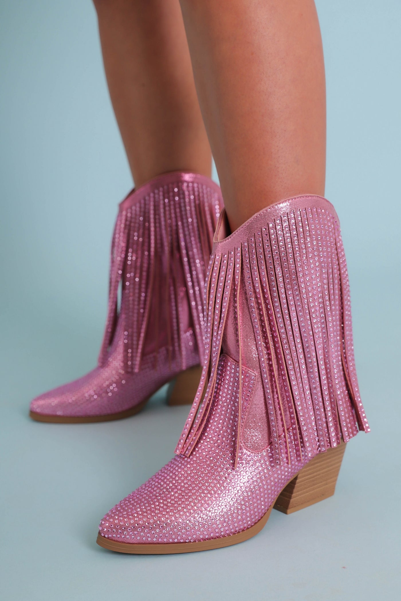 Rhinestone Western Booties- Pink Rhinestone Boots- Women's Pink Rhinestone Western Boot