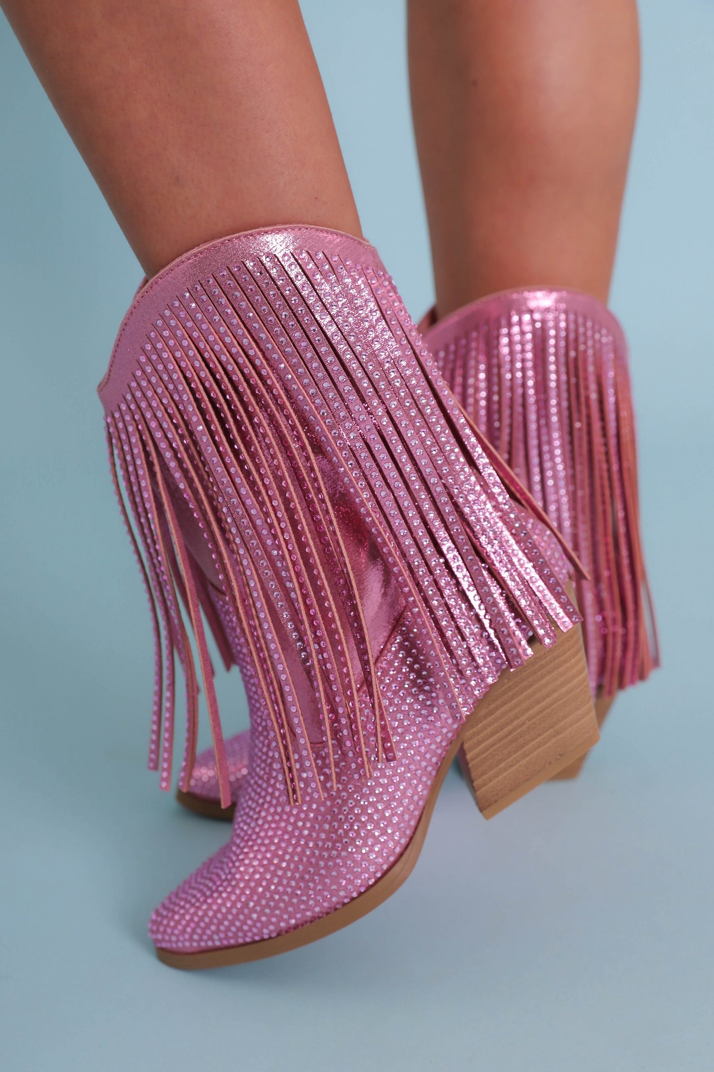 Rhinestone Western Booties- Pink Rhinestone Boots- Women's Pink Rhinestone Western Boot