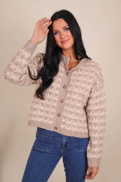 Women's Preppy Knit Cardigan- Women's Gold Button Cardigan- Coastal Grandmother Sweaters