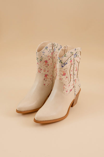 Mabel Western Booties-Ivory