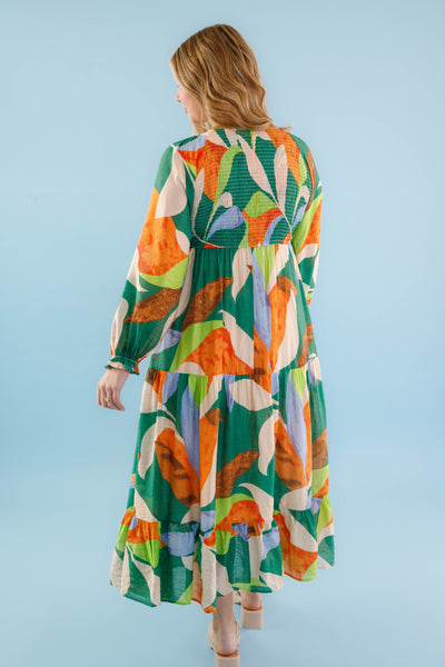 Vibrant Print Maxi Dress- Women's Colorful Long Dress- Jodifl Dresses