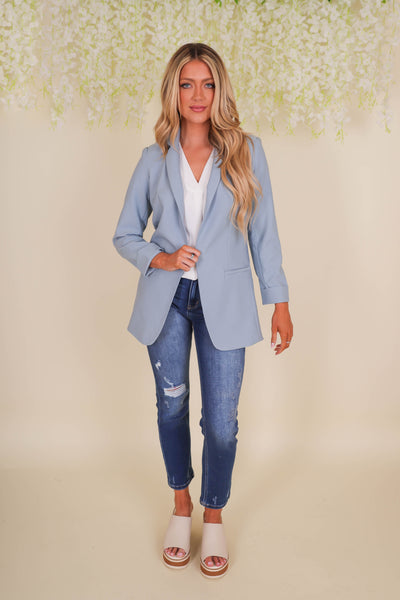 Women's Blue Blazer- Fun Blue Blazer- Trendy Women's Blazer- Love Tree Blazer