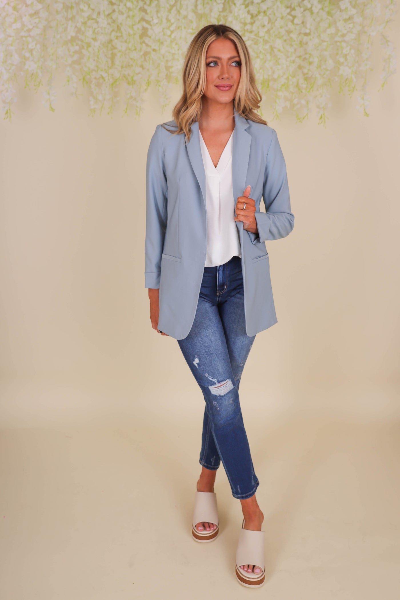 Women's Blue Blazer- Fun Blue Blazer- Trendy Women's Blazer- Love Tree Blazer