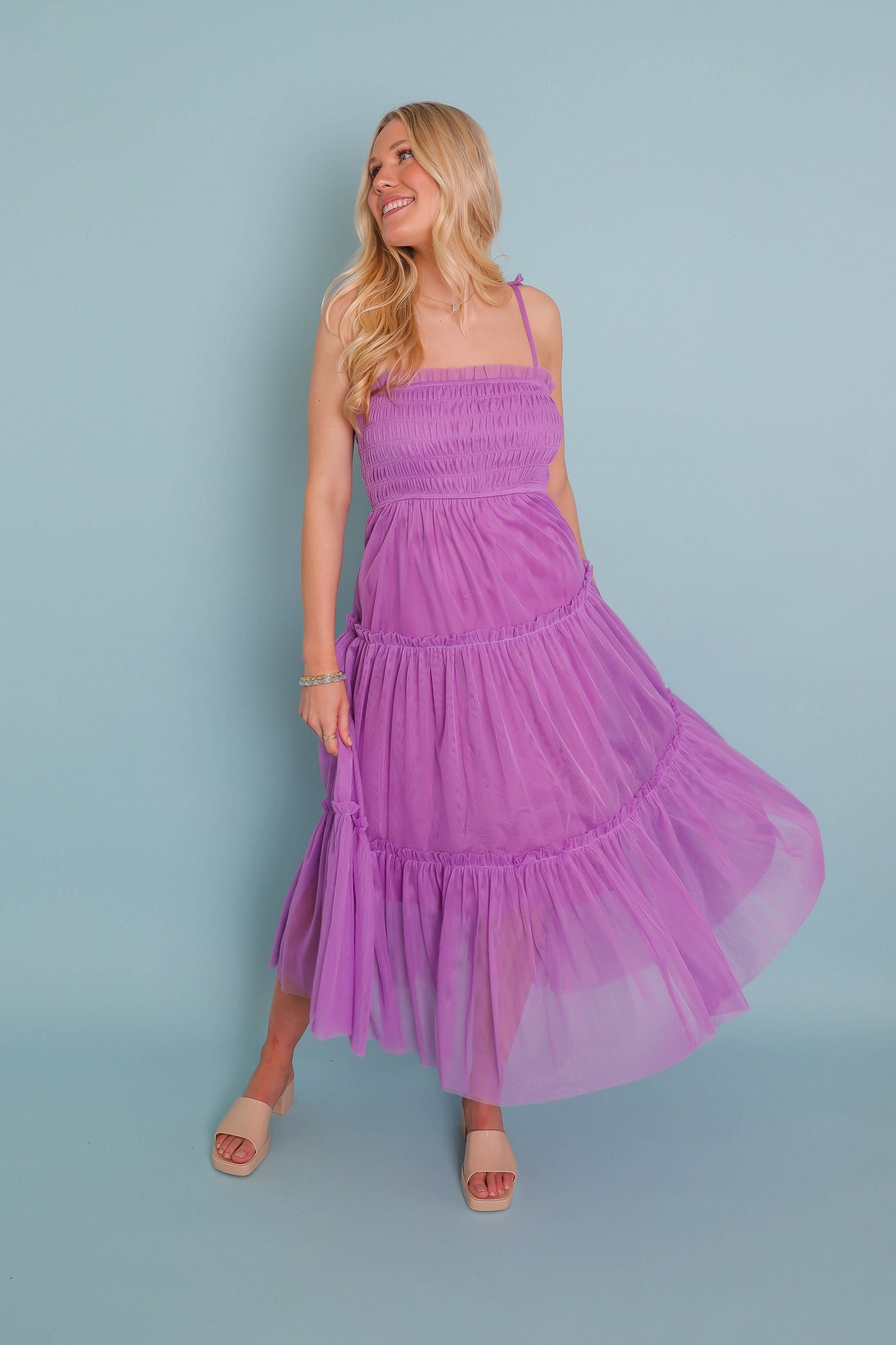 Purple Tulle Midi Dress- Women's Long Tulle Dress- &Merci Dresses