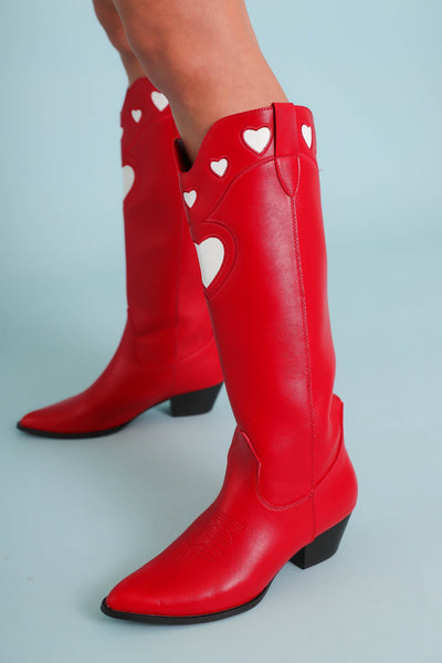 Women's Heart Western Boots- Women's Red Cowboy Boots- Billini Heart Boots