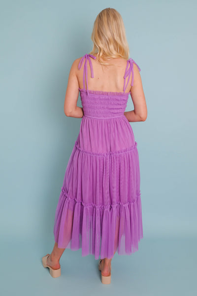 Purple Tulle Midi Dress- Women's Long Tulle Dress- &Merci Dresses