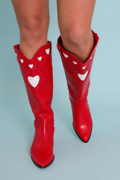 Women's Heart Western Boots- Women's Red Cowboy Boots- Billini Heart Boots