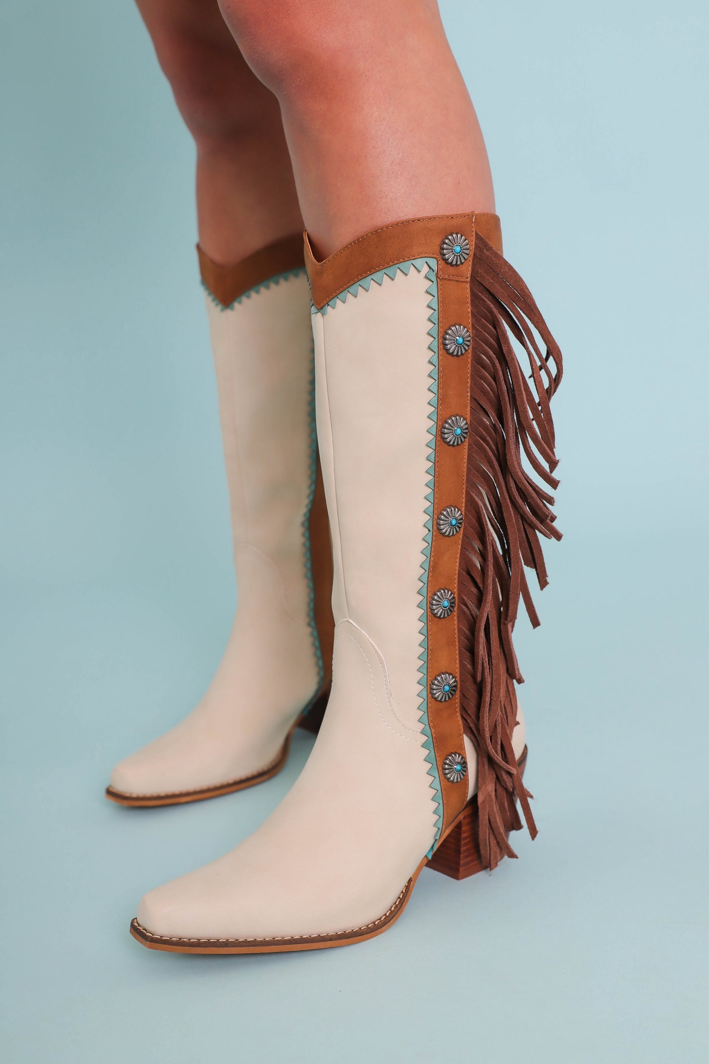 Women's Western Fringe Boots- Turquoise Western Boots