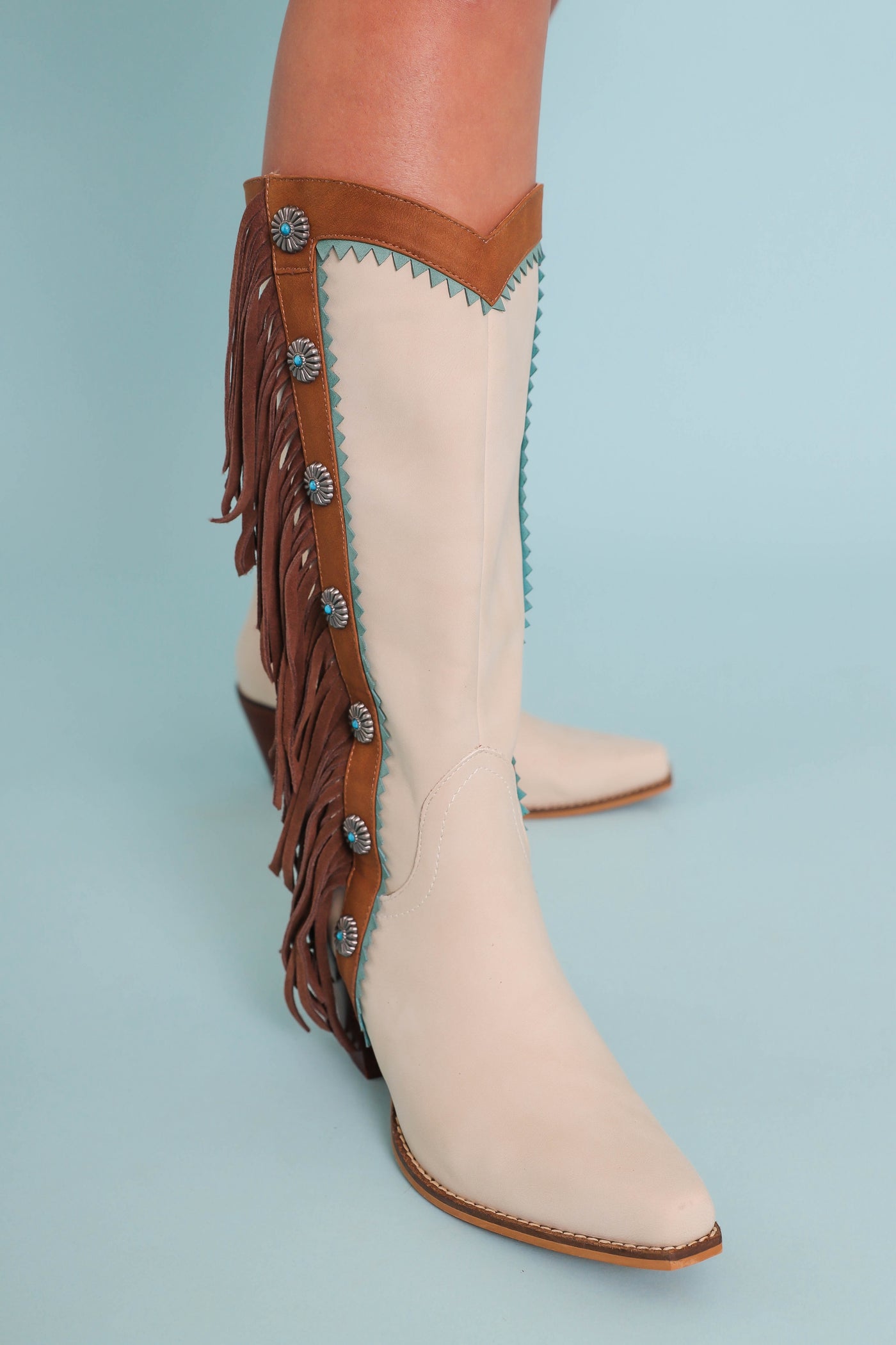 Women's Western Fringe Boots- Turquoise Western Boots