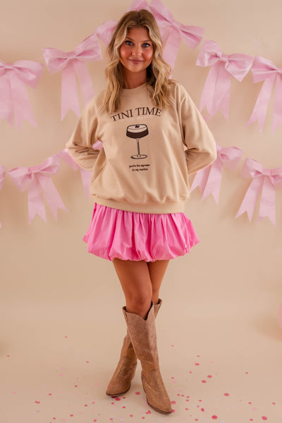 Embroidered Tini Time Pullover- Embroidered Martini Sweatshirt