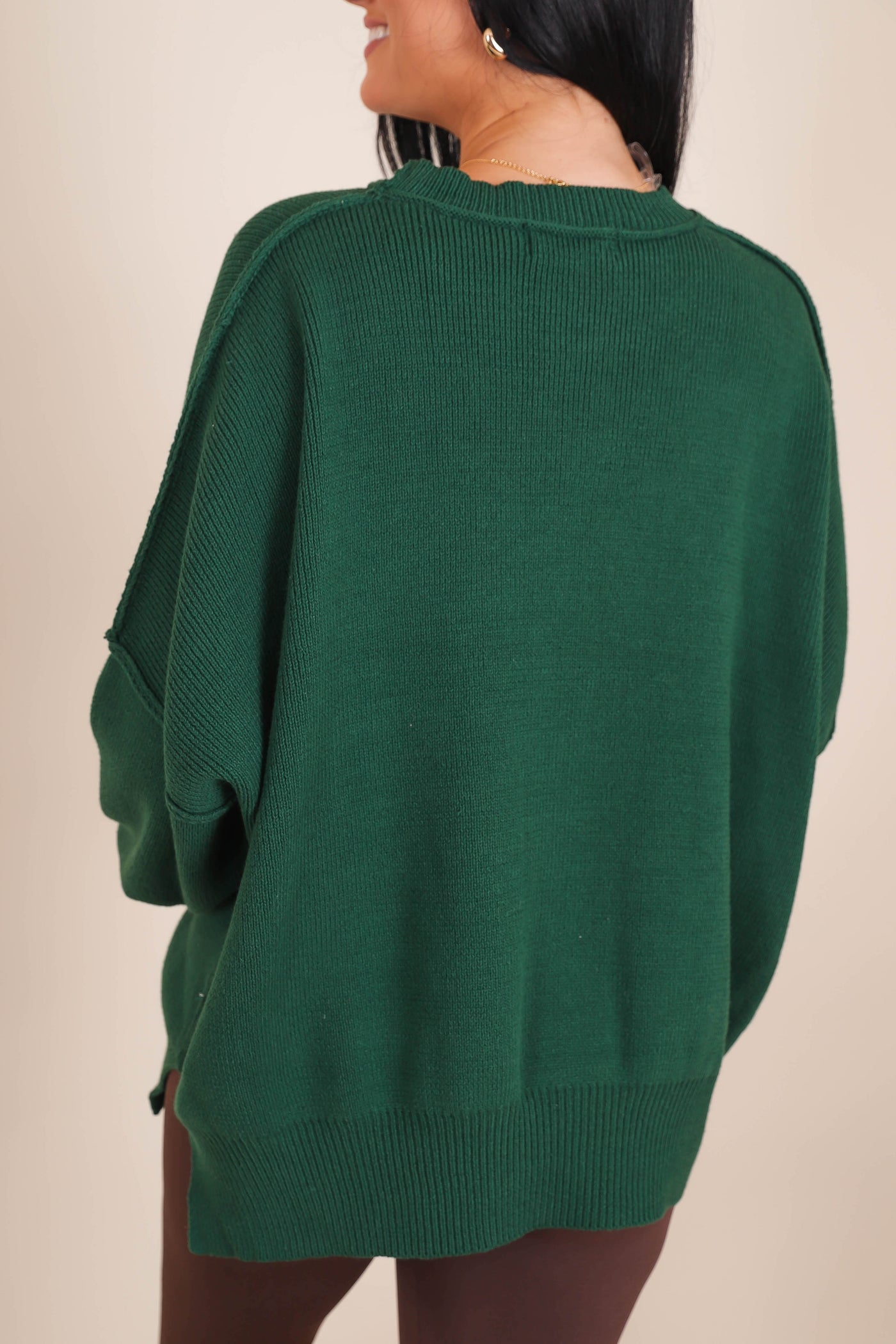 Women's Oversized Sweater- Hunter Green Sweater- Sweater For Leggings- Free People Sweater Dupe