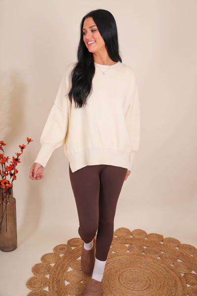 Women's Oversized Sweater- Ivory Sweater- Sweater For Leggings- Free People Sweater Dupe