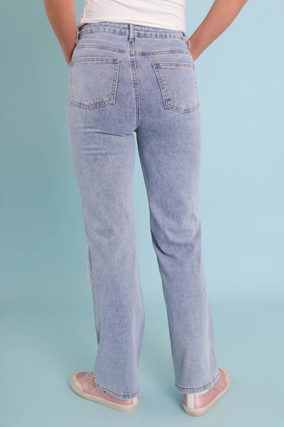 Light Wash Rhinestone Jeans- Women's Sequin Jeans- BlueB Jeans