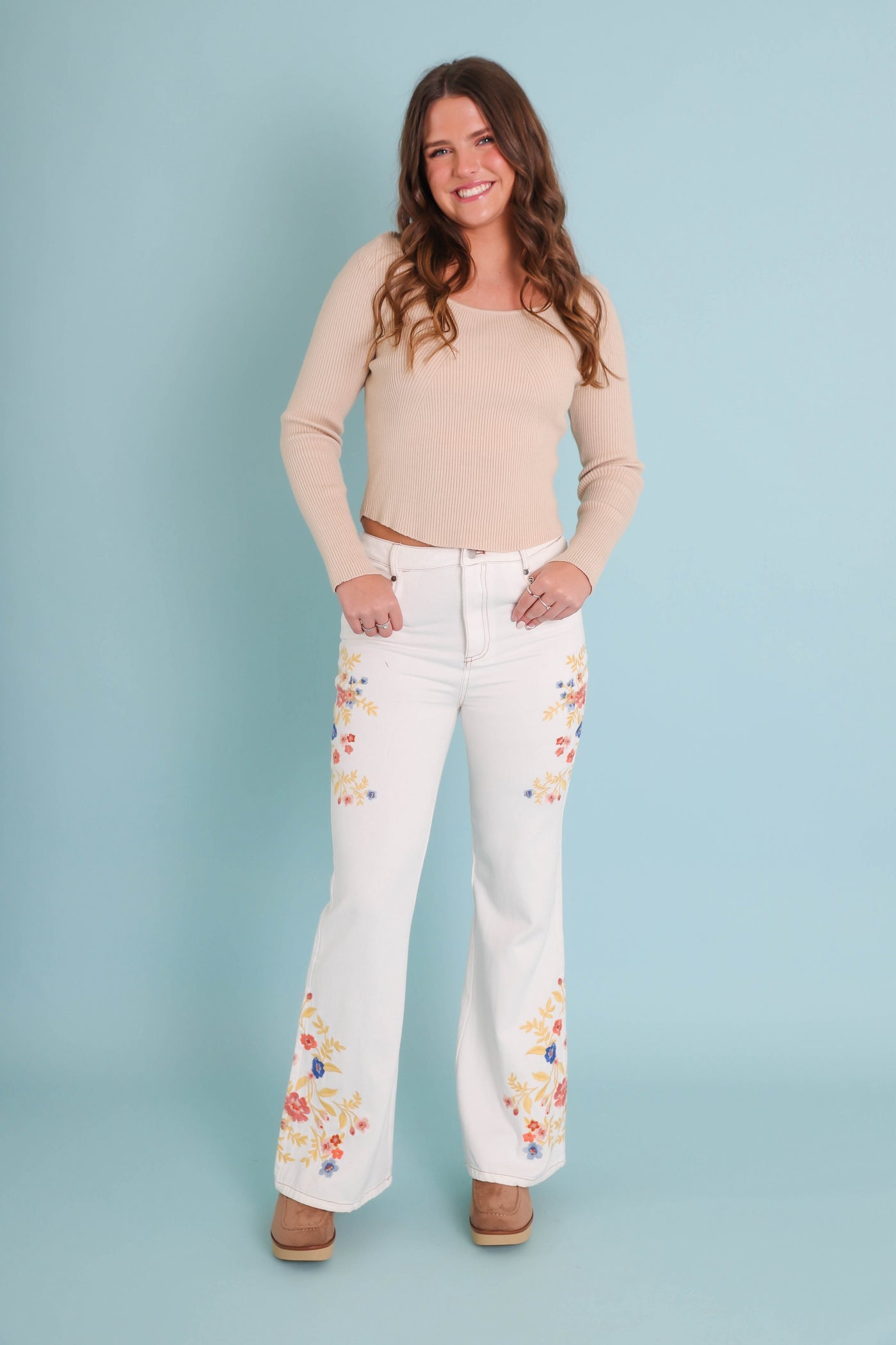 Wildflower Embroidered Denim