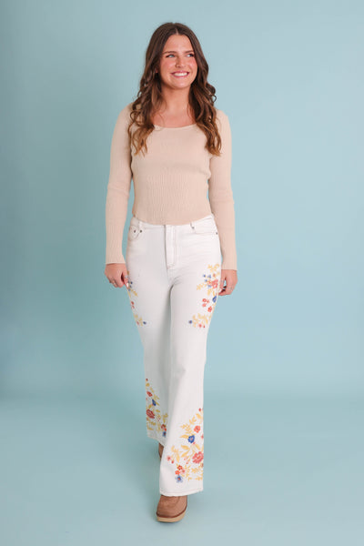 Wildflower Embroidered Denim