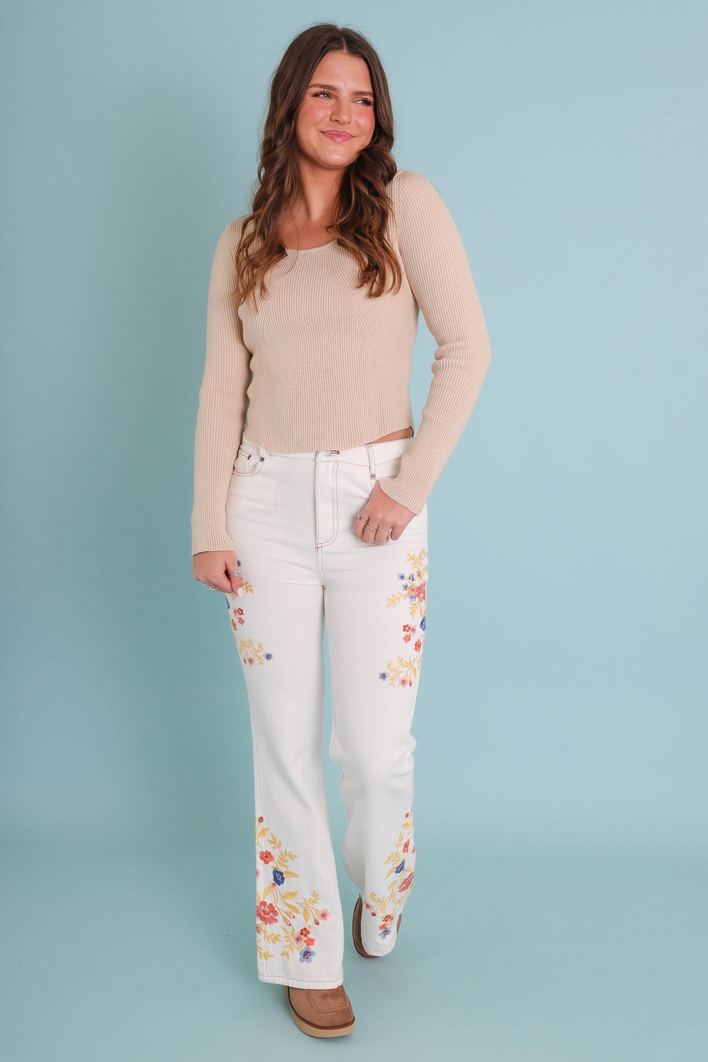 Wildflower Embroidered Denim