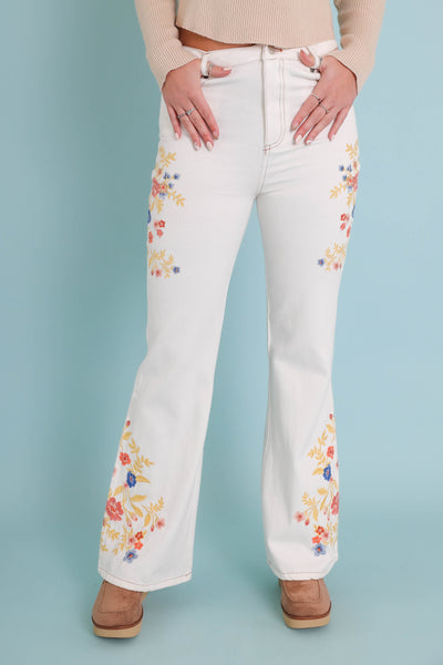 Wildflower Embroidered Denim