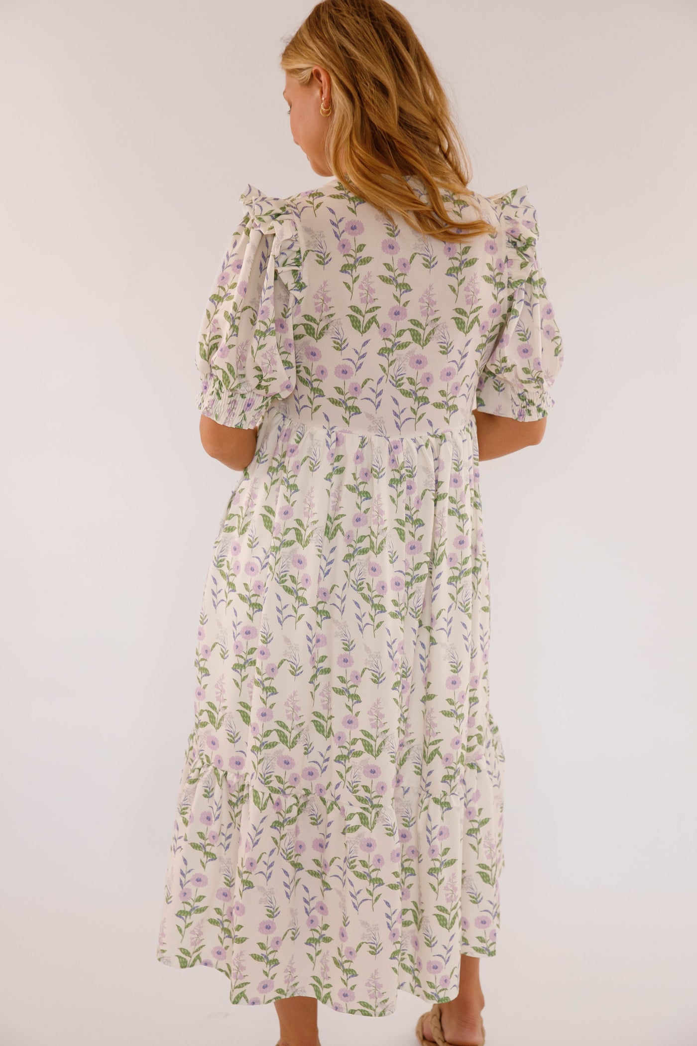 Floral Babydoll Midi Dress- Women's Relaxed Fit Dress- Midi Dresses for Women