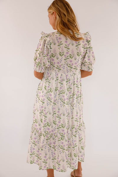 Floral Babydoll Midi Dress- Women's Relaxed Fit Dress- Midi Dresses for Women
