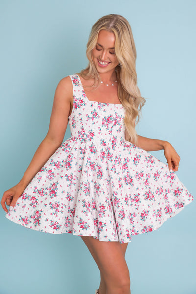 Women's Corset Dress- Women's Dainty Floral Print Dress- Mable Corset Drop Waist Dress