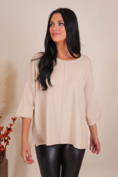 Women's Relaxed Fit Sweater- Women's Buttery Soft Sweater- Women's Oatmeal Oversized Sweater