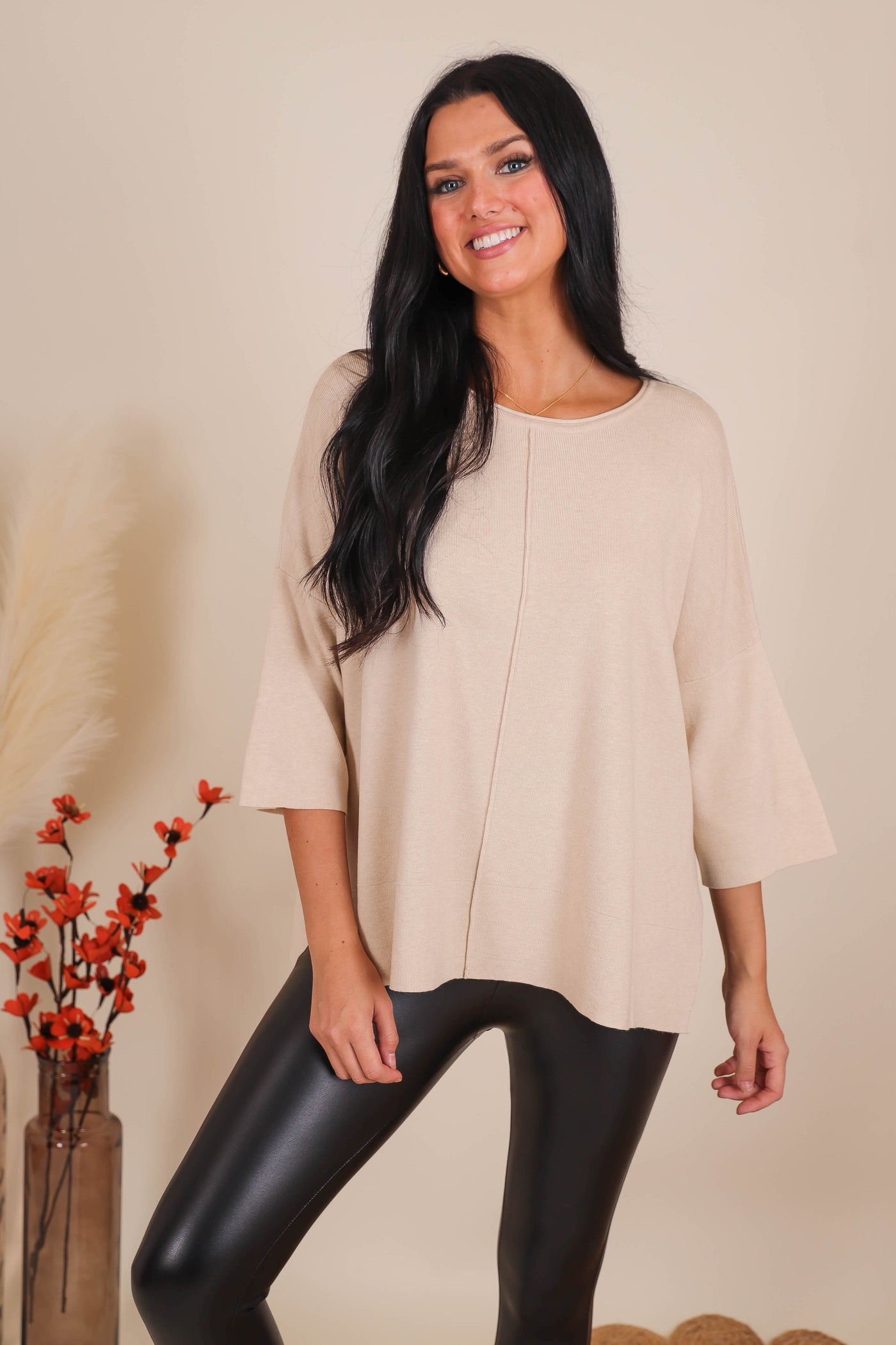 Women's Relaxed Fit Sweater- Women's Buttery Soft Sweater- Women's Oatmeal Oversized Sweater