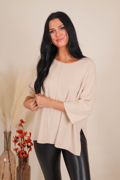 Women's Relaxed Fit Sweater- Women's Buttery Soft Sweater- Women's Oatmeal Oversized Sweater