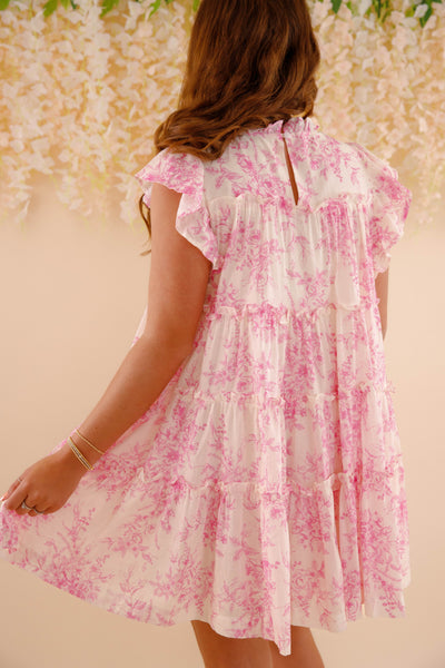 Garden Print Dress- Women's Pink and White Dress- &Merci Dresses