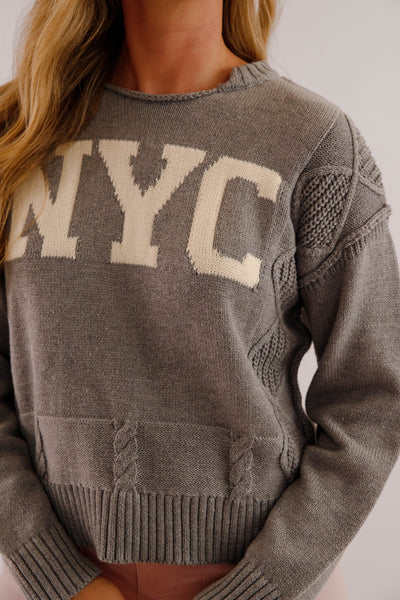 Women's Knitted NYC Sweater- Cable Knit New York Sweater- Aaron and Amber Paris Sweater